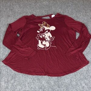 Disney Maroon Long-Sleeve Minnie Silhouette Tee